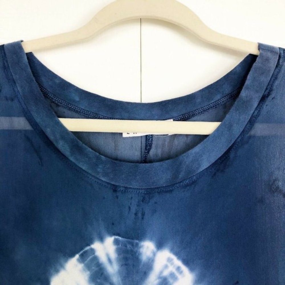 LACAUSA Dad's Shirt Dress Indigo Tie Dye Maxi S - Picture 2 of 6